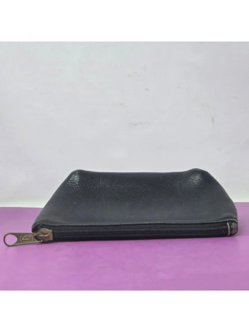 Vintage Hobo International Black Leather Zippered‎ Pouch Made In Colombia